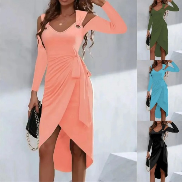 Solid V-Neck Sleeveless Women's Dress - Warm, Stylish Look