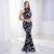 Long Floral Sequin High Neck Evening Gown - Elegant Maxi Slim Fiber Dress | $40.34 | OKKO MODE
