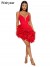 Mini robe noire plissée à volants pour femmes, bretelles sexy, robe rouge à volants, robe éducative féminine, robe de soirée | 32,66 $ | OKKO MODE