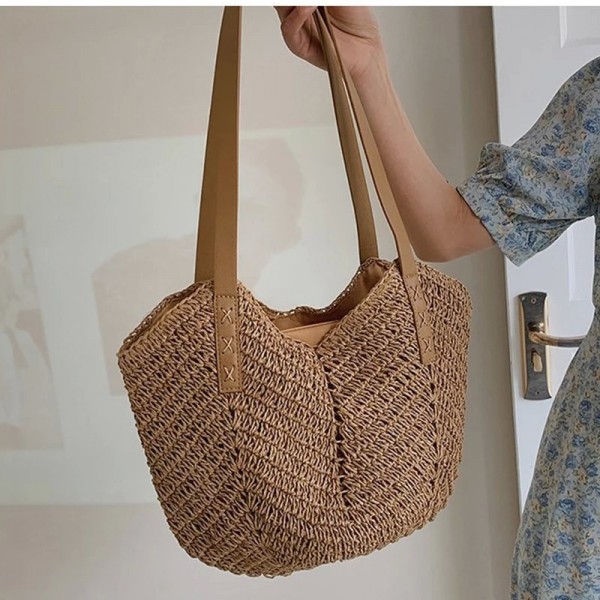 Yogodlns – sac à bandoulière d'été en paille pour femmes, sacs de plage faits à la main en rotin, fourre-tout de vacances tissé,|23,39 €|OKKO MODE