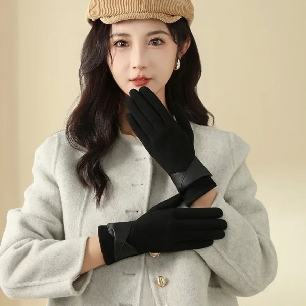 Gants d'hiver doublés de sourire pour femmes, écran tactile en PU|6,29 €|OKKO MODE