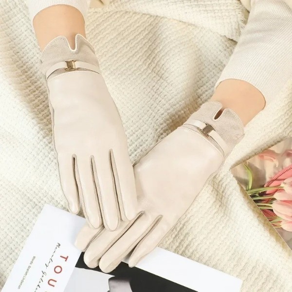 Gants d'hiver doublés de sourire pour femmes, écran tactile en PU|6,29 €|OKKO MODE