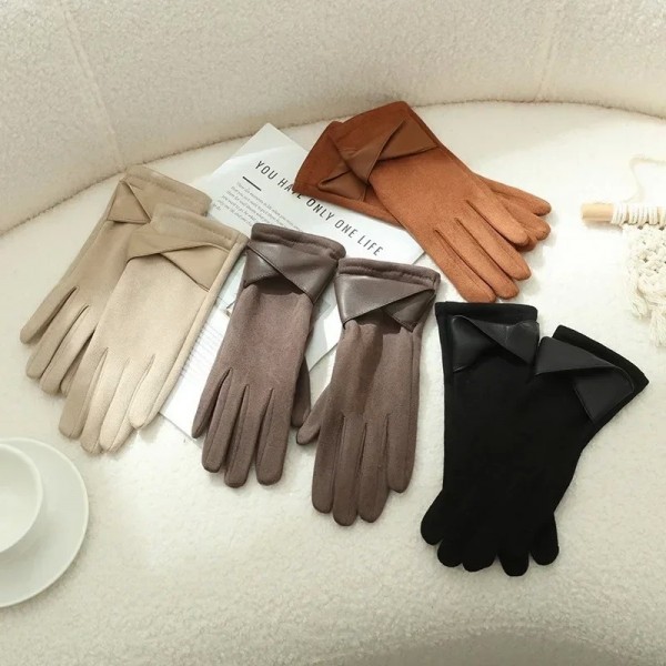 Gants d'hiver doublés de sourire pour femmes, écran tactile en PU|6,29 €|OKKO MODE