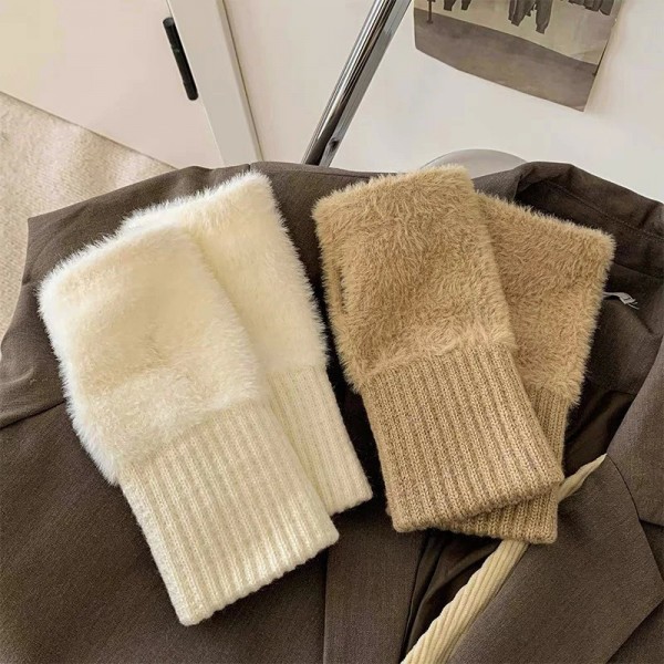 Gants en peluche demi-doigt pour femmes - Mitaines douces automne|2,69 €|OKKO MODE