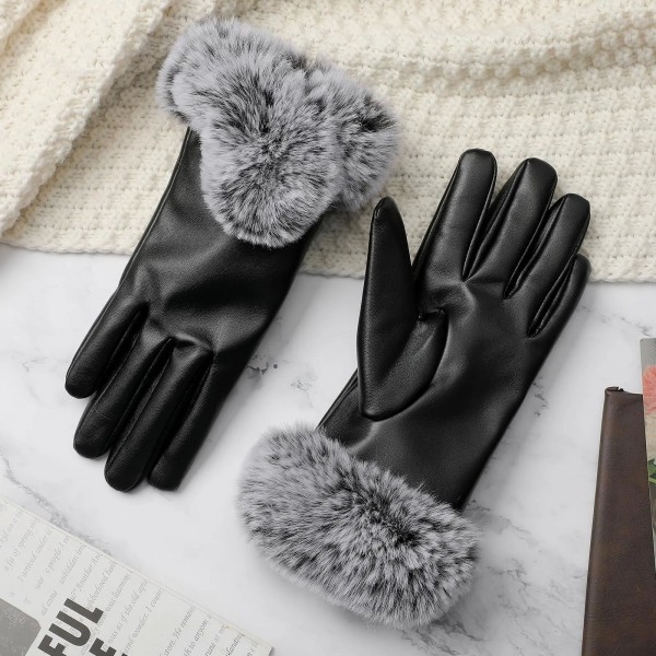 Gants imperméables noirs en faux cuir PU pour femmes|4,49 €|OKKO MODE