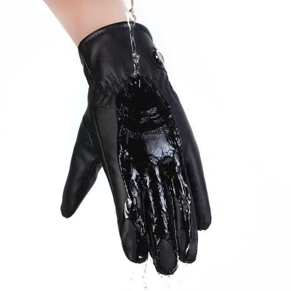 Gants imperméables noirs en faux cuir PU pour femmes|4,49 €|OKKO MODE