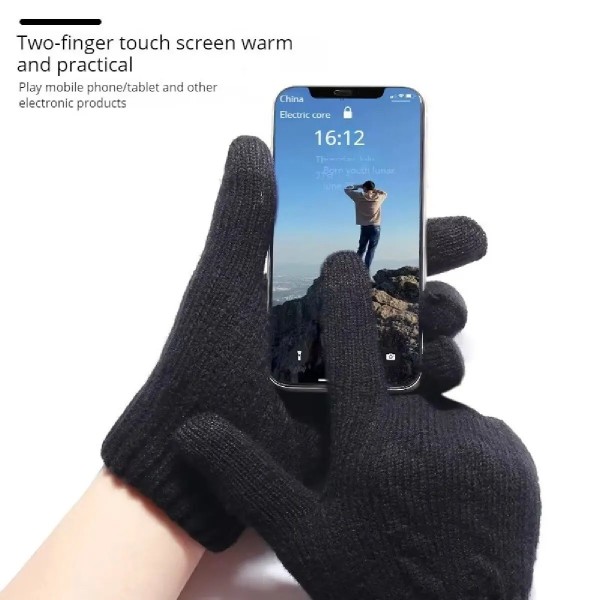 Gants chauds doublés de sourire pour hommes et femmes, écran tactile noir torsadé|6,29 €|OKKO MODE