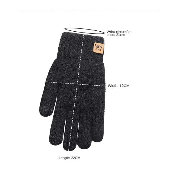 Gants chauds doublés de sourire pour hommes et femmes, écran tactile noir torsadé|6,29 €|OKKO MODE