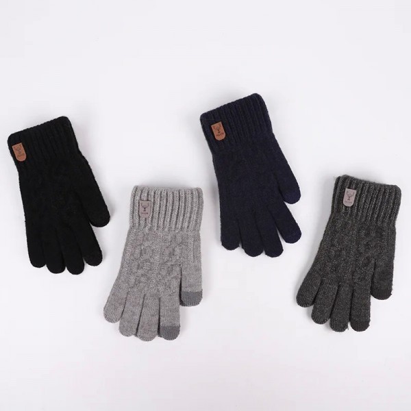 Gants tricotés en laine polaire pour hommes, écran tactile - Chaud hiver|3,59 €|OKKO MODE