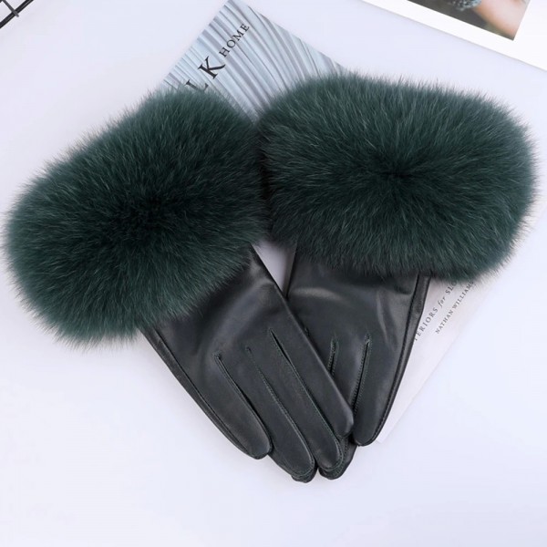 Gants de Coupe en Fourrure de Renard pour Femme, Chauffe-Poignet Cuir|45,89 €|OKKO MODE