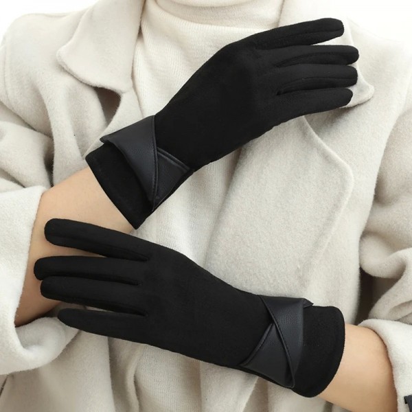 Gants chauds velours femmes, nœud élégant écran tactile|5,39 €|OKKO MODE