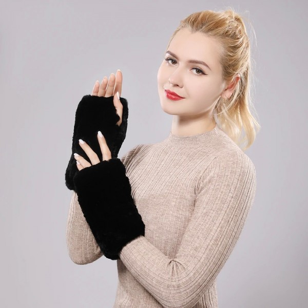 Gants sans doigts en fourrure de lapin Rex pour femmes|21,59 €|OKKO MODE