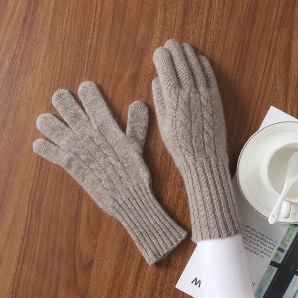 Gants en tricot torsadé cachemire pour femme - Mitaines écran tactile|18,90 €|OKKO MODE