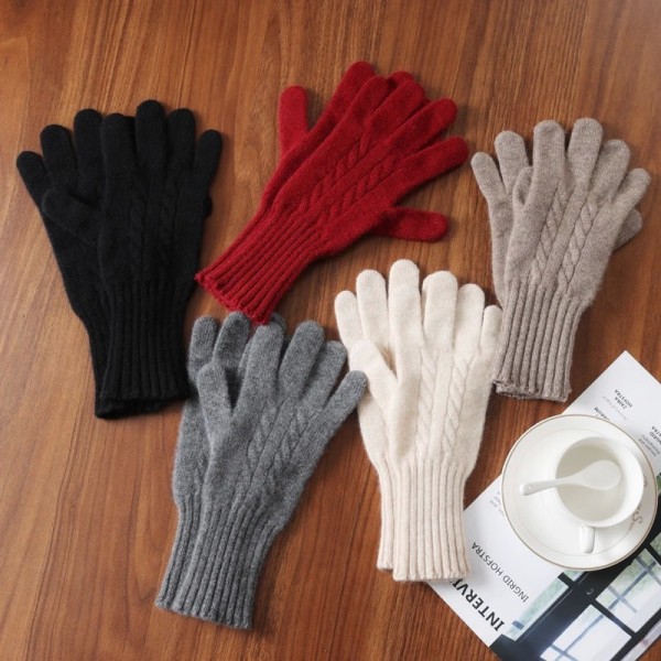 Gants en tricot torsadé cachemire pour femme - Mitaines écran tactile|18,90 €|OKKO MODE