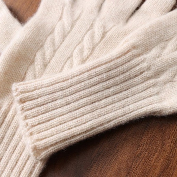 Gants en tricot torsadé cachemire pour femme - Mitaines écran tactile|18,90 €|OKKO MODE