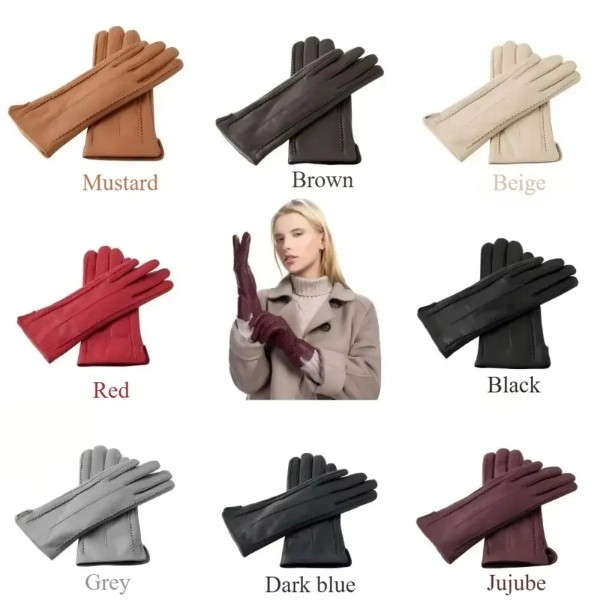 Gants d'hiver en peau de mouton pour femmes, gants chauds à écran tactile|17,99 €|OKKO MODE