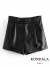 Short Vintage pour Femme, Taille Haute en Cuir PU Drapé Non Défini | 5,42 $ | OKKO MODE