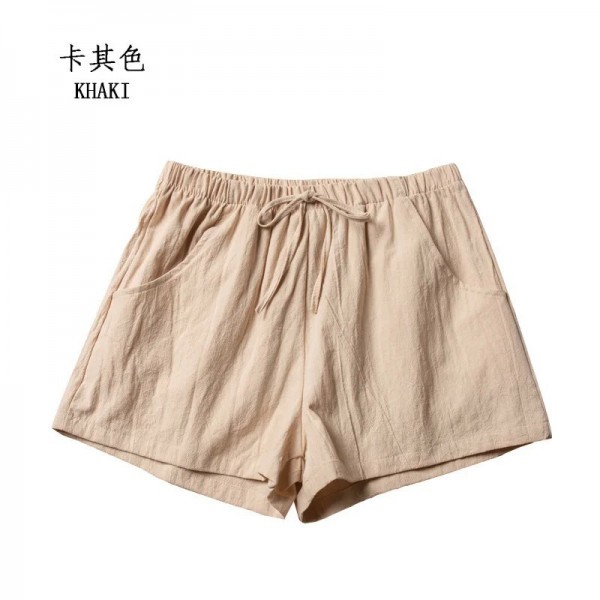 Short d'entraînement d'été pour femme, coton et lin taille haute|5,39 €|OKKO MODE