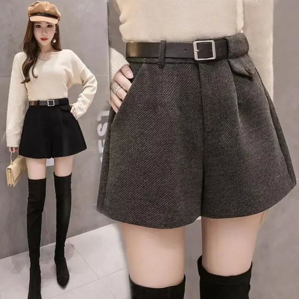 Falda negra de lana para mujer - estilo A-Line