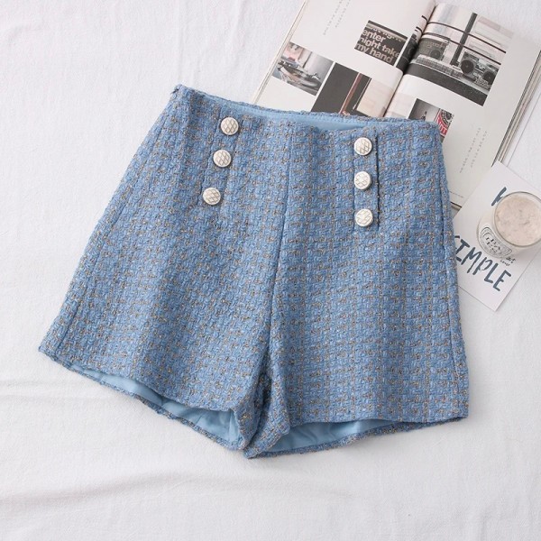 Short Vintage en Tweed pour Femme, Décontracté à Carreaux, Bureau Slim Forme Trapèze Taille Haute Jambes La|7,92 €|OKKO MODE