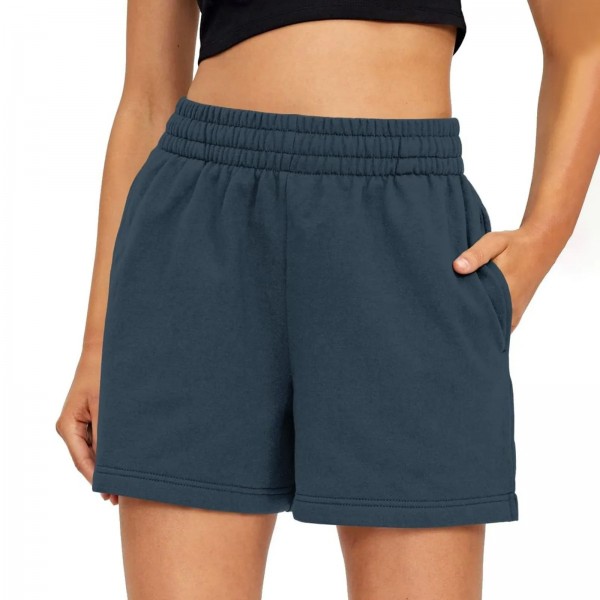 Short de course élastique taille haute avec poches pour femme, short d'été confortable et décontracté|2,04 €|OKKO MODE