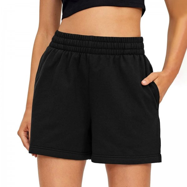 Short de course élastique taille haute avec poches pour femme, short d'été confortable et décontracté|2,04 €|OKKO MODE