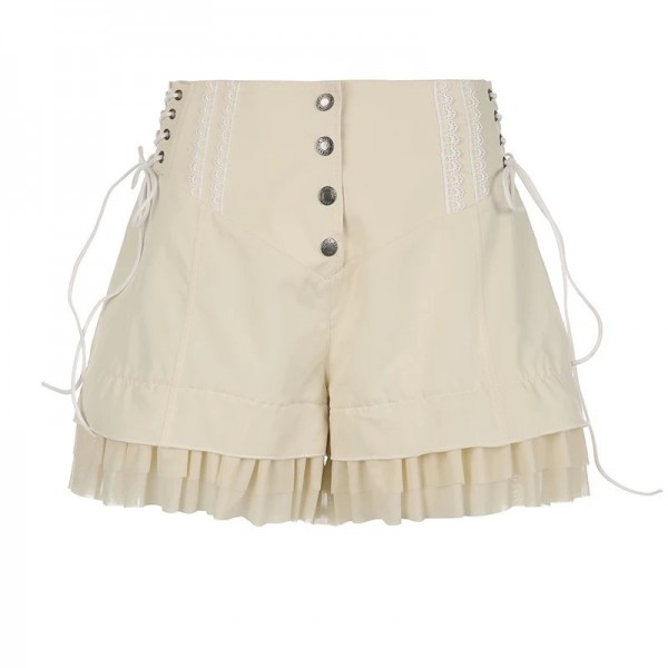 Shorts à volants en tulle doux, forme large avec bandage latéral - Style Lolita|8,80 €|OKKO MODE