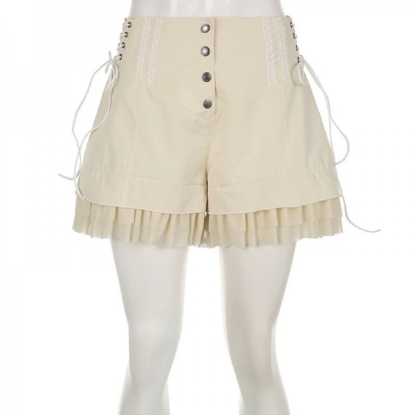 Shorts à volants en tulle doux, forme large avec bandage latéral - Style Lolita|8,80 €|OKKO MODE