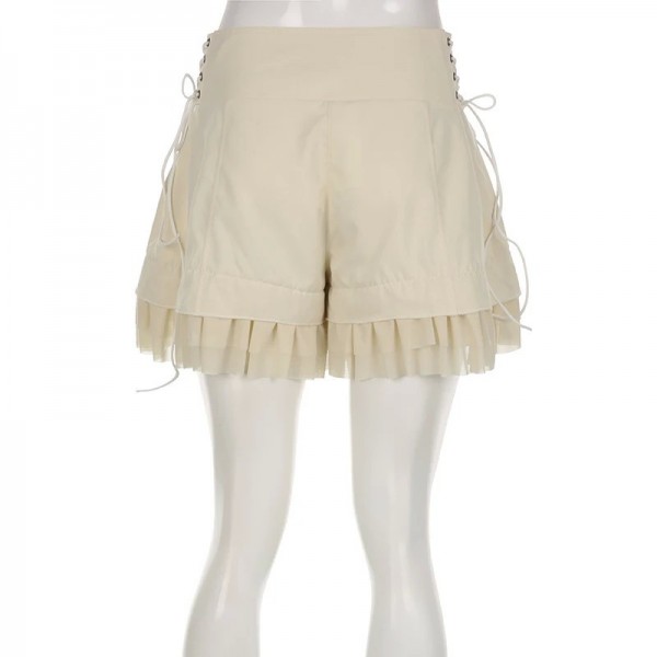 Shorts à volants en tulle doux, forme large avec bandage latéral - Style Lolita|8,80 €|OKKO MODE