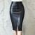 Faux Leather Midi Skirt with Slits - Office Wear, Sexy Style | $13.64 | OKKO MODE