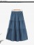 Damen Jeansrock in einfarbigem Blau, elastischer Bund, elegante Überröcke für die Arbeit, lässige Mode, Urlaubsrock A- | 12,96 € | OKKO MODE