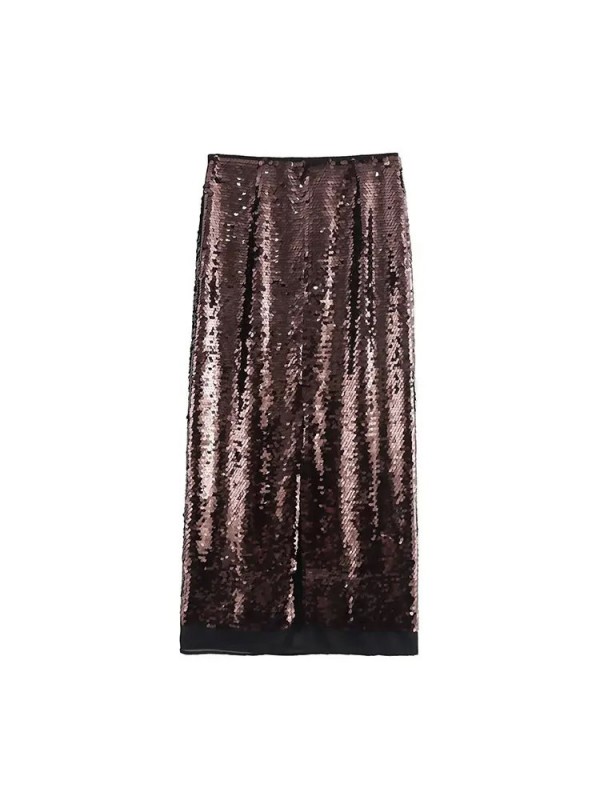 TRAF-Jupe Longue avec Décoration à Paillettes pour Femme, Coupe Slim, Mi-longue, Nouveau Tempérament, Fouet, Vêtements, Automne,|17,84 €|OKKO MODE