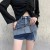 Jupe en jean élastique taille haute pour femme, short trapèze anti-exposition vintage avec fentes latérales | 21,45 $ | OKKO MODE