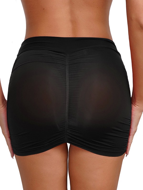 Mini jupe froncée à bandes élastiques pour femmes, semi-transparente ronde nuit pôle crayon boîte|2,00 €|OKKO MODE