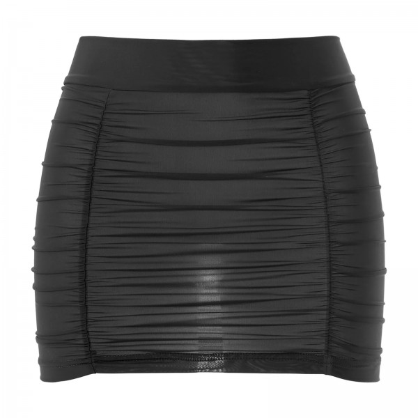 Mini jupe froncée à bandes élastiques pour femmes, semi-transparente ronde nuit pôle crayon boîte|2,00 €|OKKO MODE