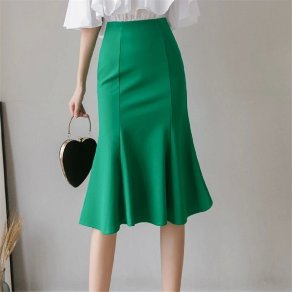 Stylish High-Waisted Emerald Mermaid Skirt for Women