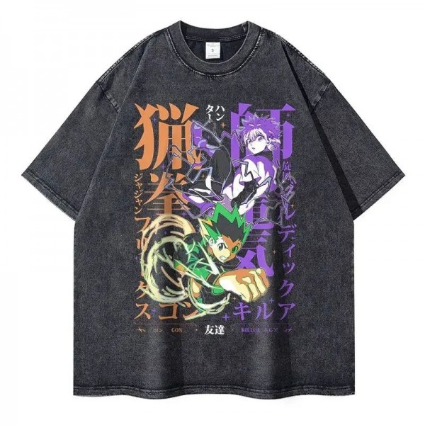 T-shirt pour Homme, Vêtement 100% Coton Vintage Délavé Surintendant Phantom PE Manga Killua Gon Chrollo|17,09 €|OKKO MODE