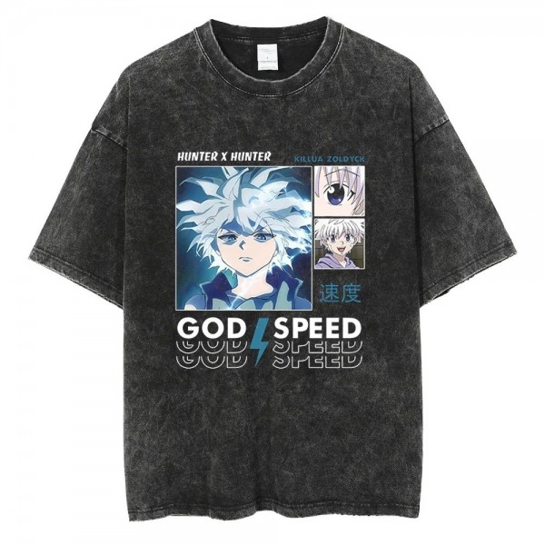 T-Shirt à Manches Courtes Homme Streetwear Hip Hop Délavé Vintage Anime Japonais Hunter x Hunter Harajuku|24,29 €|OKKO MODE