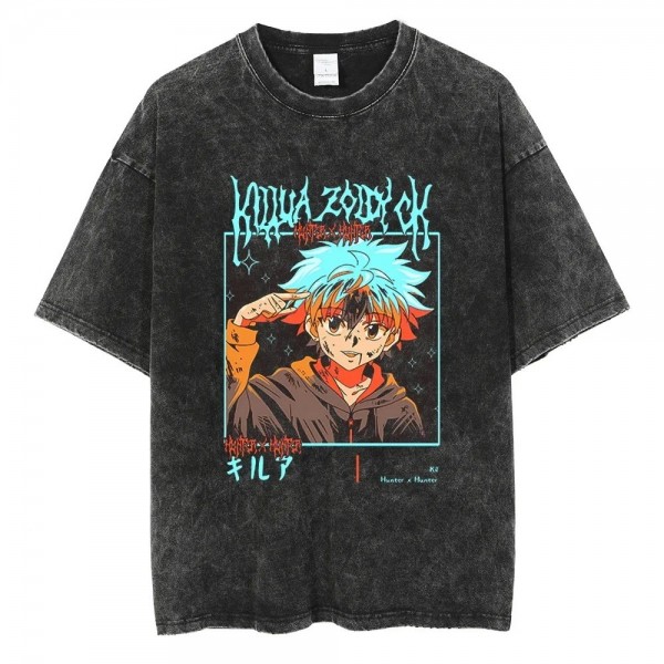 T-Shirt à Manches Courtes Homme Streetwear Hip Hop Délavé Vintage Anime Japonais Hunter x Hunter Harajuku|24,29 €|OKKO MODE