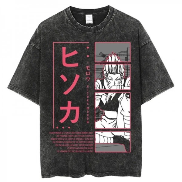 T-shirt japonais vintage pour homme, vêtement unisexe, streetwear, manga, Harajuku, chasseur X chasseur