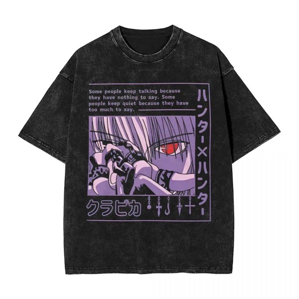 T-Shirt Surdimensionné en Coton Délavé pour Homme et Femme, Streetwear, Hip Hop, Manga, Anime, Vintage