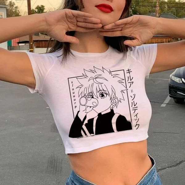 T-shirt pour femmes Hunter X Hunter, haut court Killua Zoldyck Hisoka Manga|7,19 €|OKKO MODE