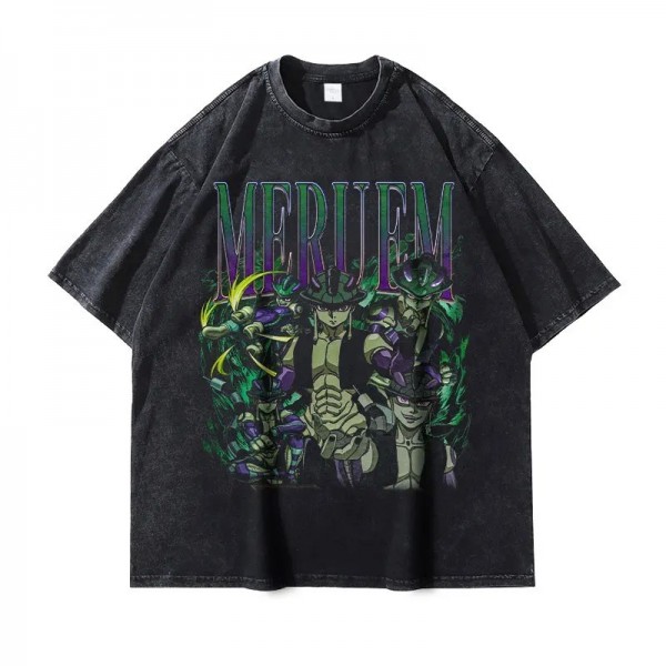 T-Shirt Vintage Délavé pour Homme, Streetwear Manga Killua Kurapika