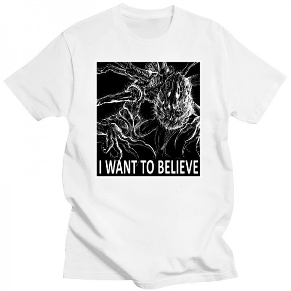 T-Shirt à Manches Courtes en Pur Coton Surdimensionné Gothique Yharnam I Want To Believe Bloodborne Hunters|14,39 €|OKKO MODE