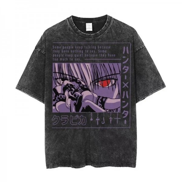 T-shirt Hisoka Morow Washed pour femme, streetwear hip hop vintage manga HxH|24,29 €|OKKO MODE