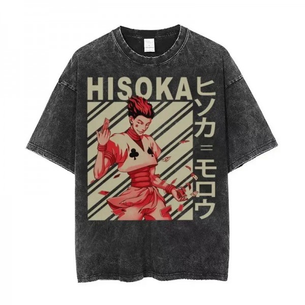 T-shirt Hisoka Morow Washed pour femme, streetwear hip hop vintage manga HxH|24,29 €|OKKO MODE