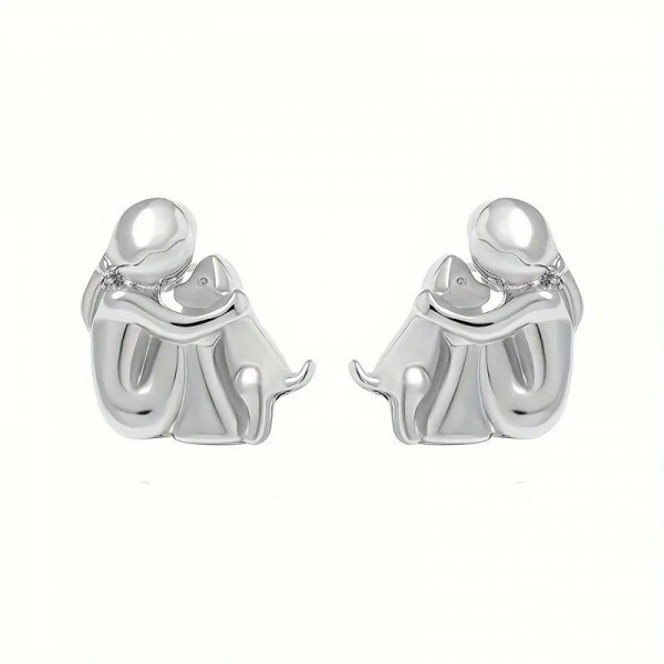 Boucles d'oreilles plaqué or et argent pour petite fille avec chien - Kawaii boucles d'oreilles chiot, mode unisexe|3,59 €|OKKO MODE