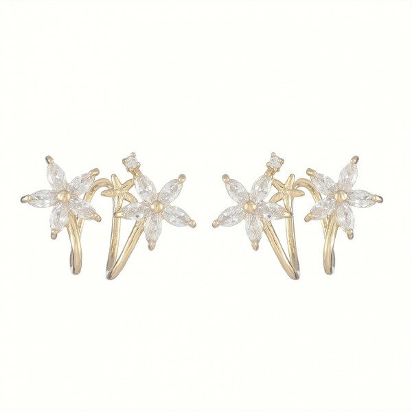 Boucles d'oreilles Zunderes dorées fleur femme - élégantes et polyvalentes|2,69 €|OKKO MODE