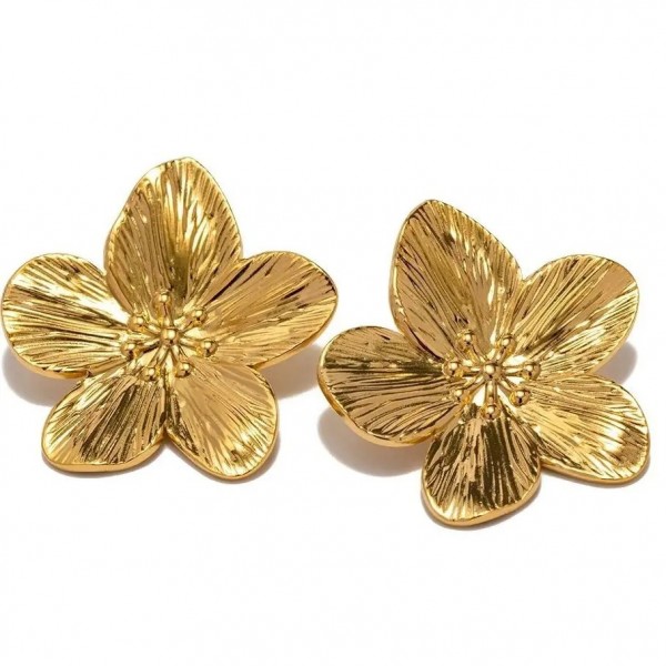 Boucles d'Oreilles Fleur Vintage Hypoallergéniques pour Femme, Acier Inoxydable Plaqué Or 18K|3,59 €|OKKO MODE