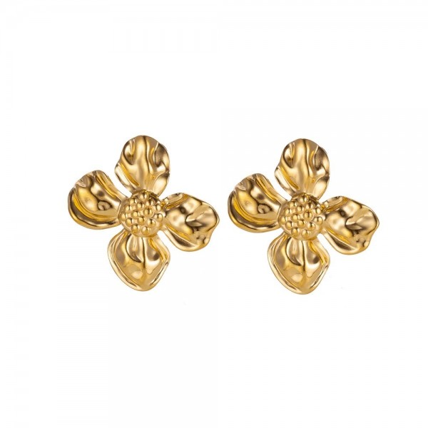 Boucles d'Oreilles Créoles Fleur Plaqué Or pour Femme|4,49 €|OKKO MODE